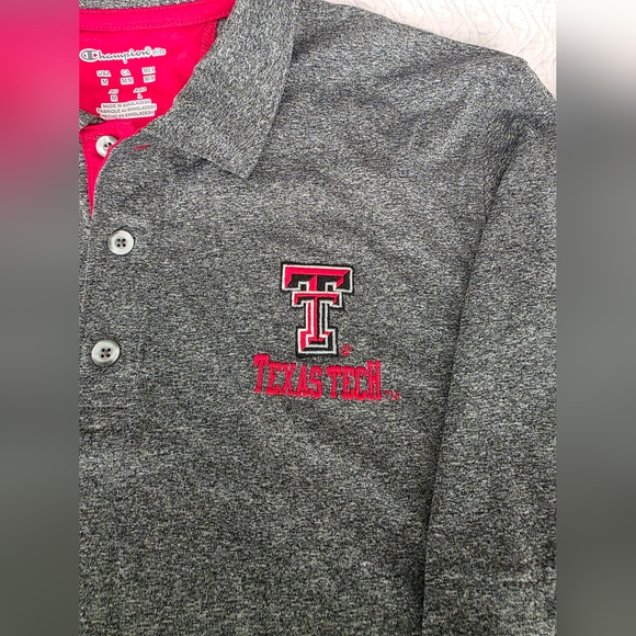 Texas Tech Champion Elite Mens Medium Polo Heather Gray w/Red Embroidered Logo - Picture 4 of 4